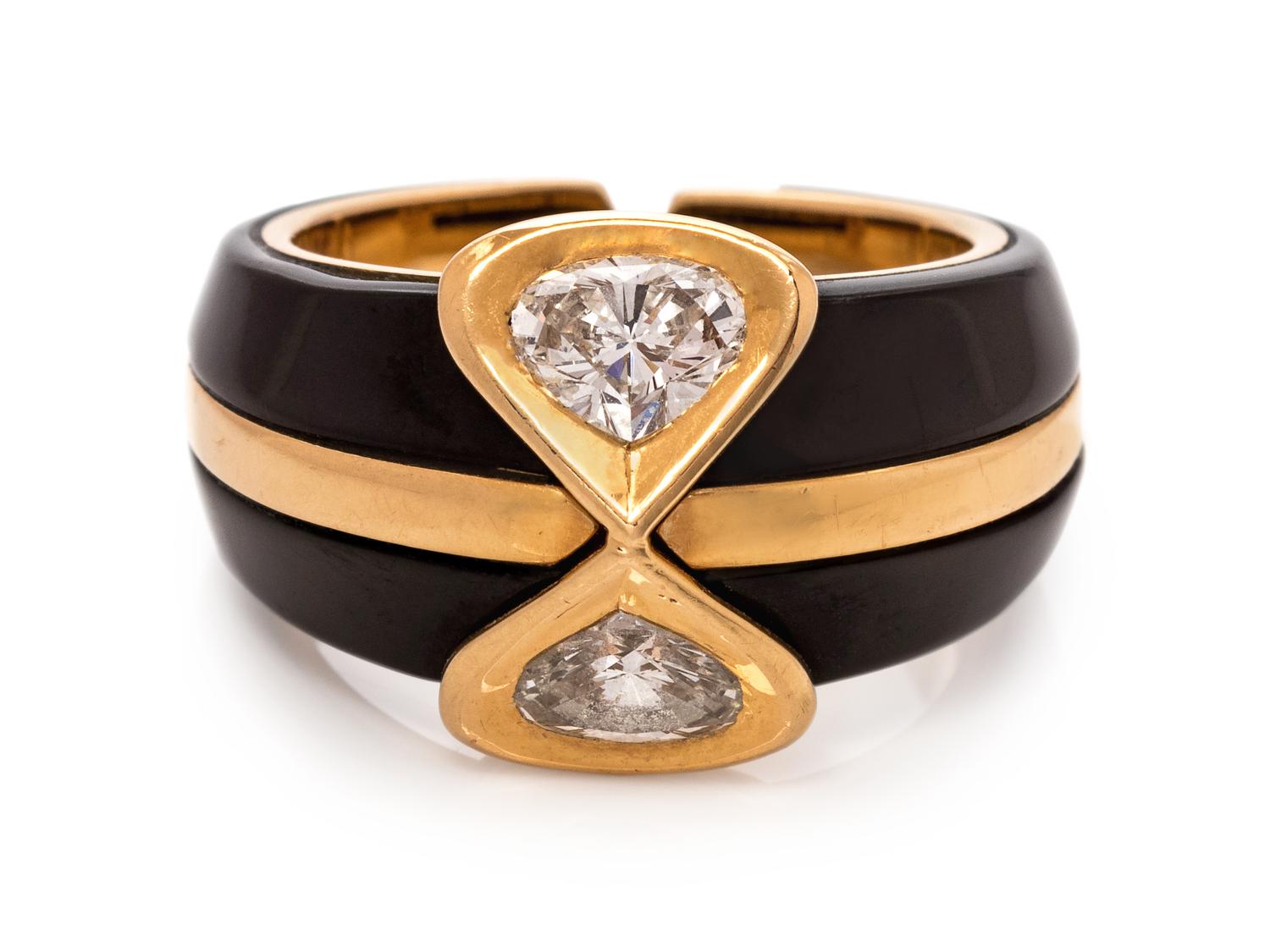 An 18 Karat Yellow Gold, Diamond and Blackened Stainless Steel and Ring, Marina B.,