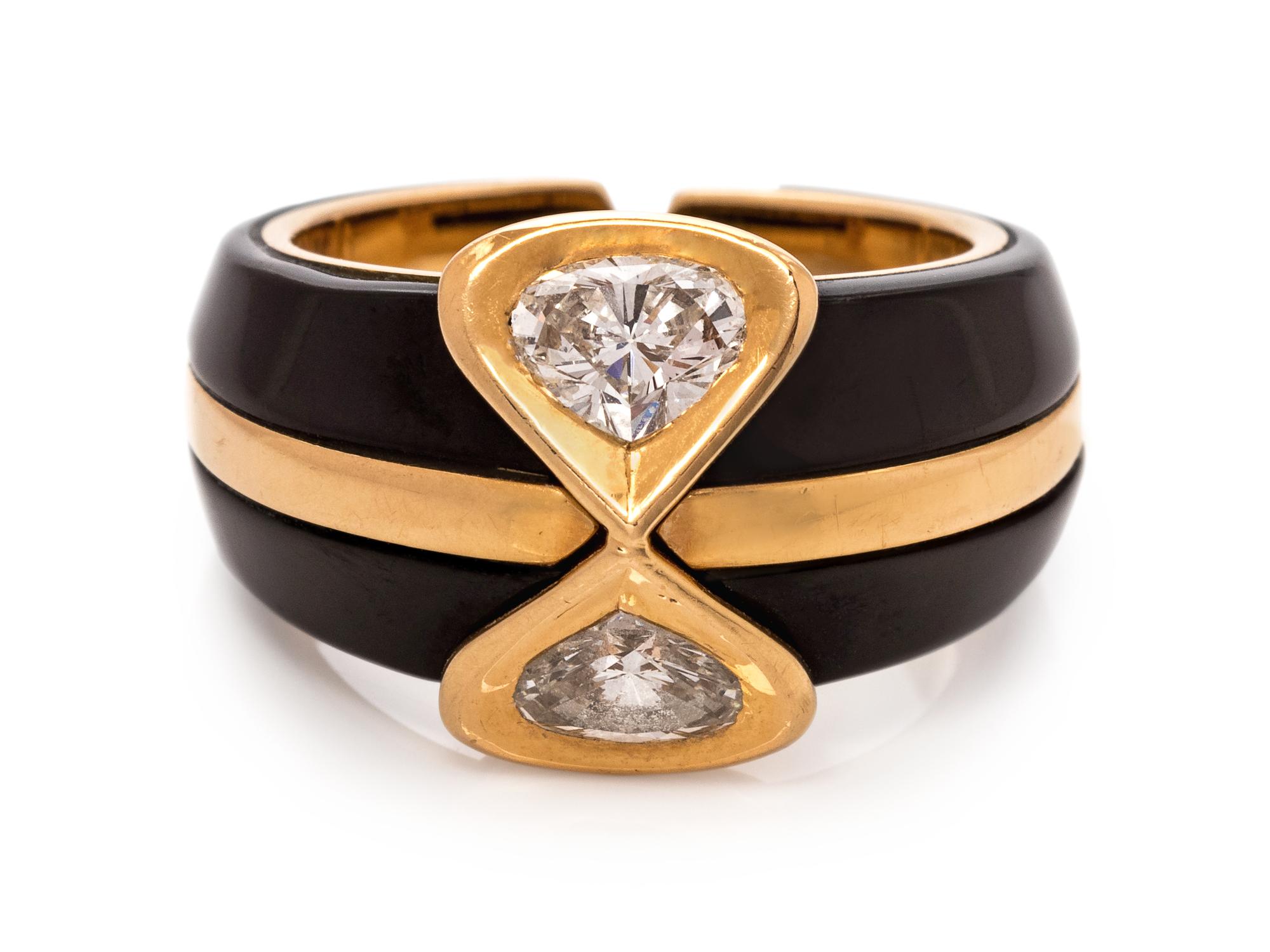An 18 Karat Yellow Gold, Diamond and Blackened Stainless Steel and Ring, Marina B.,