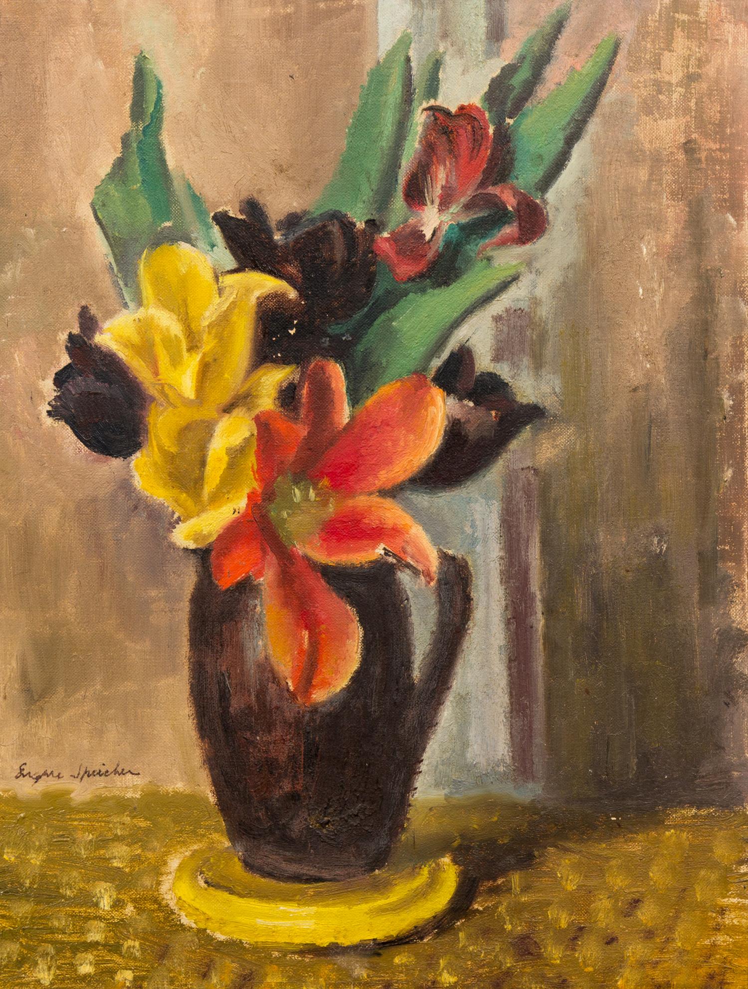 Eugene Edward Speicher, (American, 1883–1962), Tulips in Brown Jug