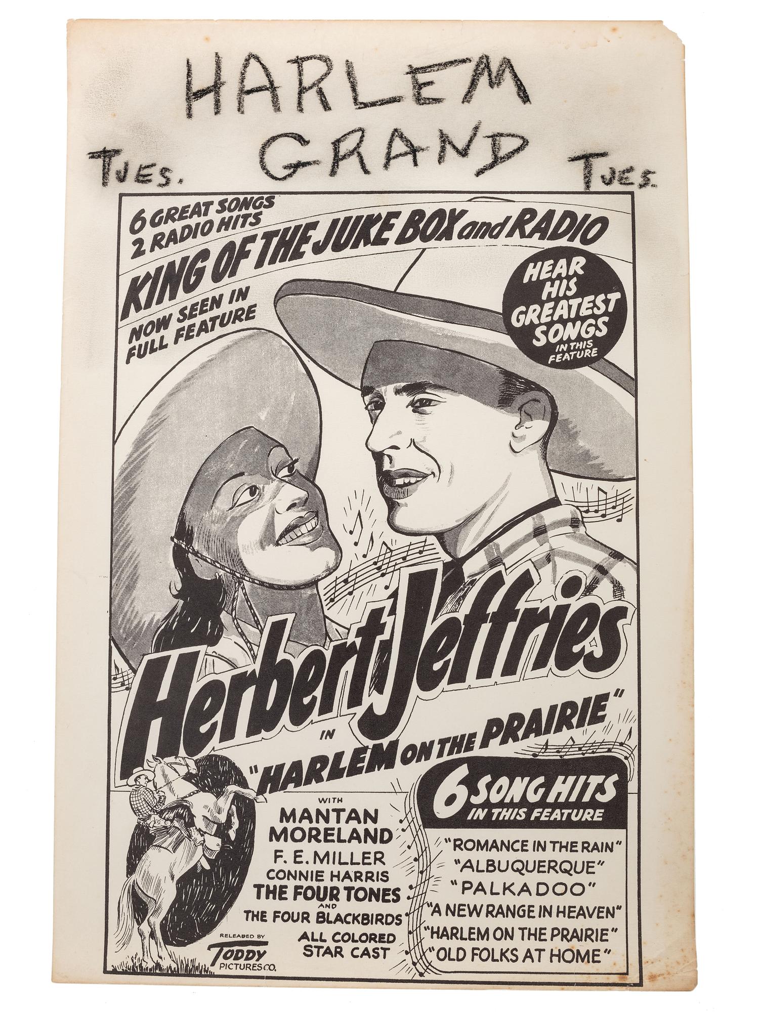 [FILM] -- [WESTERNS]. Harlem on the Prairie . Toddy Pictures, Co., ca 1940s.
