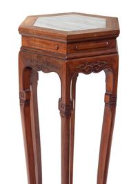A Chinese Marble Inset Huali Wood Stand