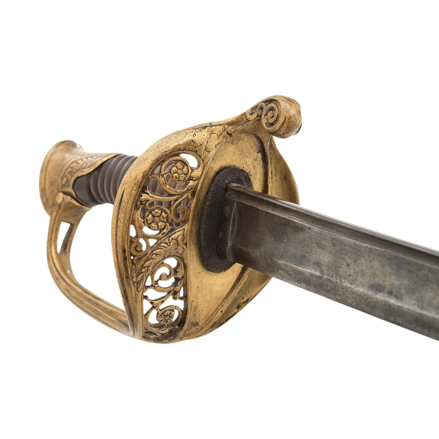 French Import Foot Officers Sword Etched to Lt. Col. John C. Black - 37th Illinois Infantry and Congressional Medal of Honor Recipient