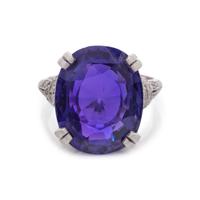 AN IMPORTANT ANTIQUE, COLOR-CHANGE SAPPHIRE AND DIAMOND RING, BY GILLOT