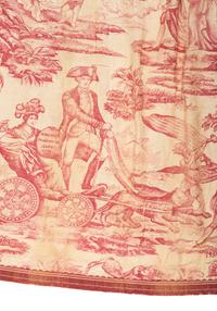 [FLAGS & TEXTILES]. "Apotheosis of Franklin" textile, including Benjamin Franklin and George Washington. English, ca late 18th century.