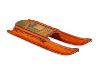 A Painted and Wrought-Iron Mounted Wood Sled