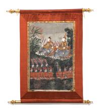A Southeast Asian Painting on Silk Panel Total Height 37 inches x width 25 inches. — 19TH CENTURY