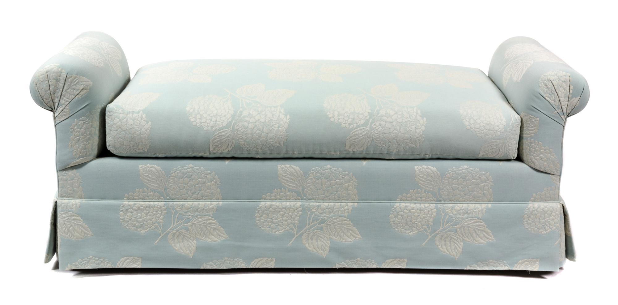 A Contemporary Upholstered Window Bench Height 22 1/2 x width 57 x depth 20 inches. — 20TH CENTURY