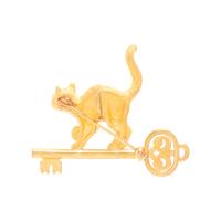 Yellow Gold Cat Pendant Brooch and Two Yellow Gold Accessories