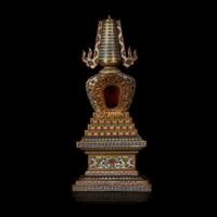 A Chinese cloisonné small stupa 铜鎏金掐丝珐琅佛塔一件 18th century or later ???????