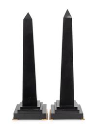 A Pair of Black Marble Obelisks
