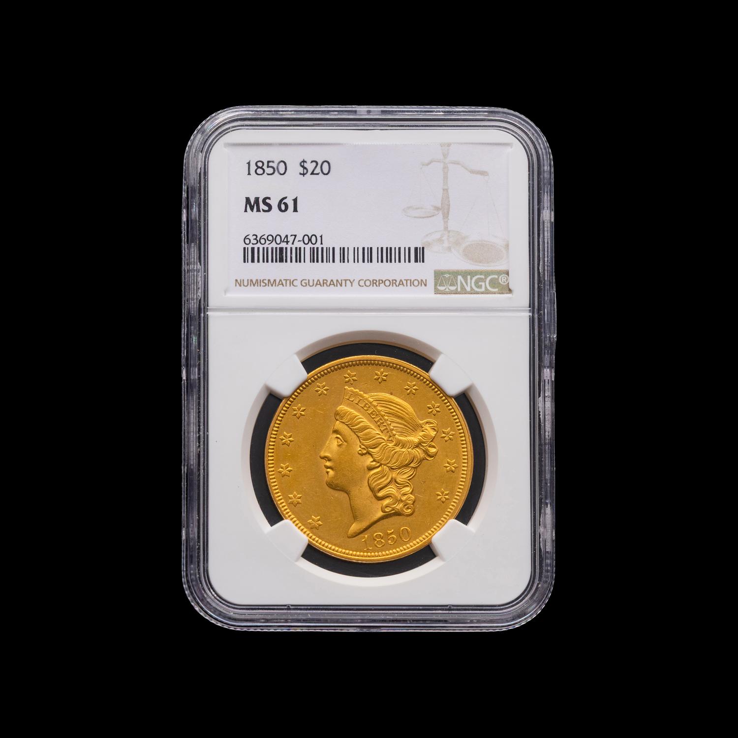 An 1850 Liberty Head $20 Gold Coin [NGC MS61]