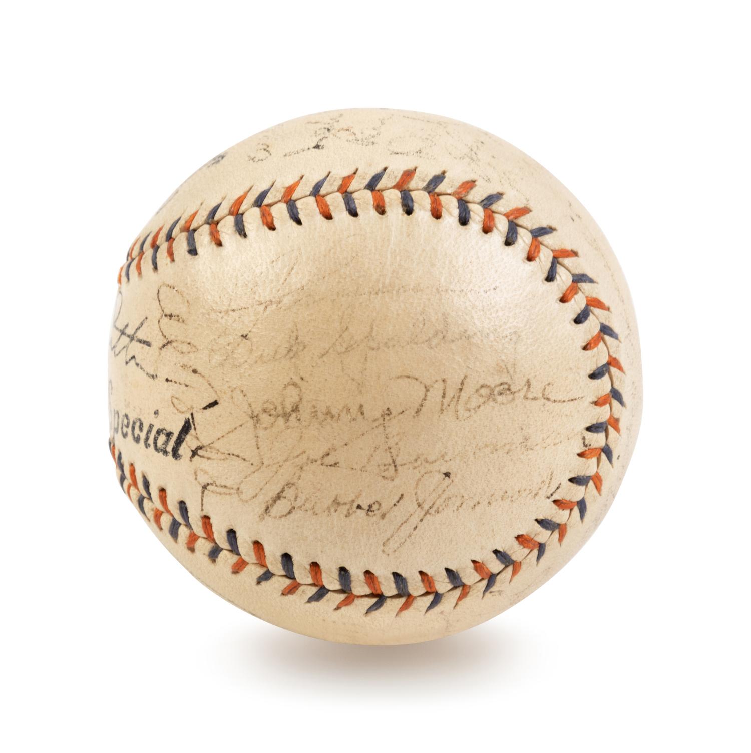 A 1935 Philadelphia Phillies Multi-Signed Baseball and Babe Ruth Home Run Special Retail Box,