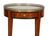 A Louis XVI Style Marquetry Marble-Top Gueridon