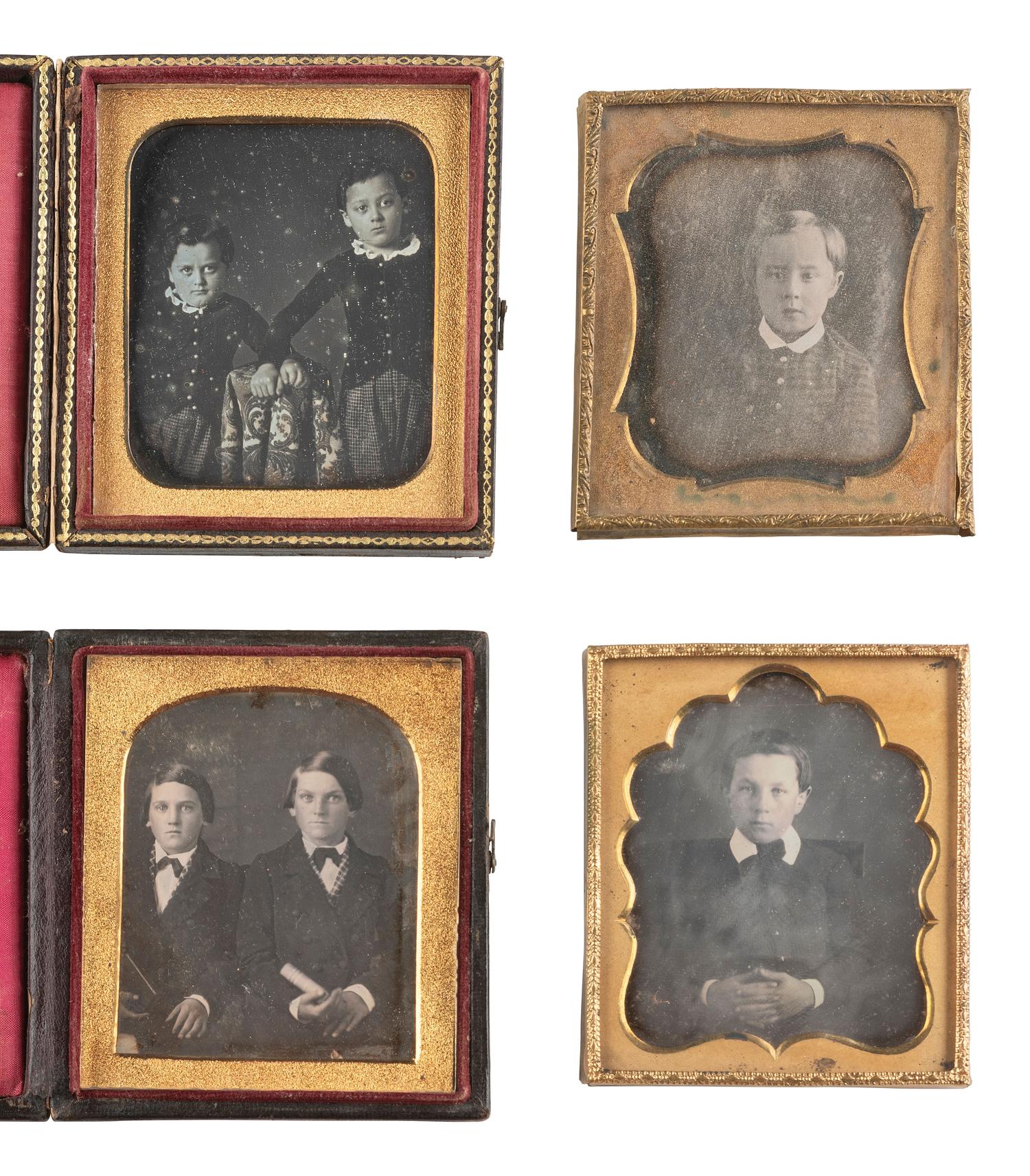 [EARLY PHOTOGRAPHY] 31 daguerreotypes of children of varying ages, incl. portraits ANSON and GURNEY.