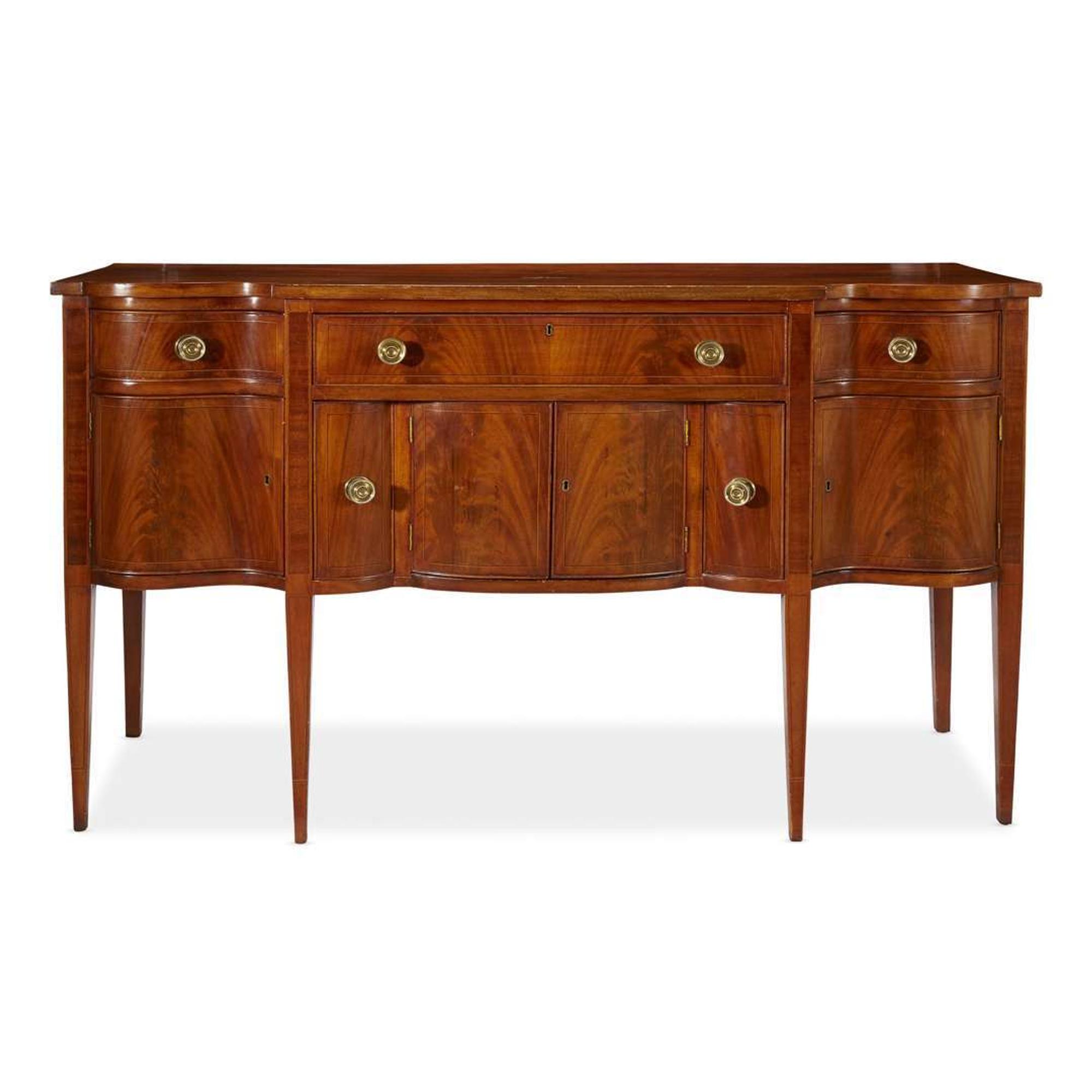 Federal inlaid mahogany reverse-serpentine sideboard Massachusetts, circa 1800