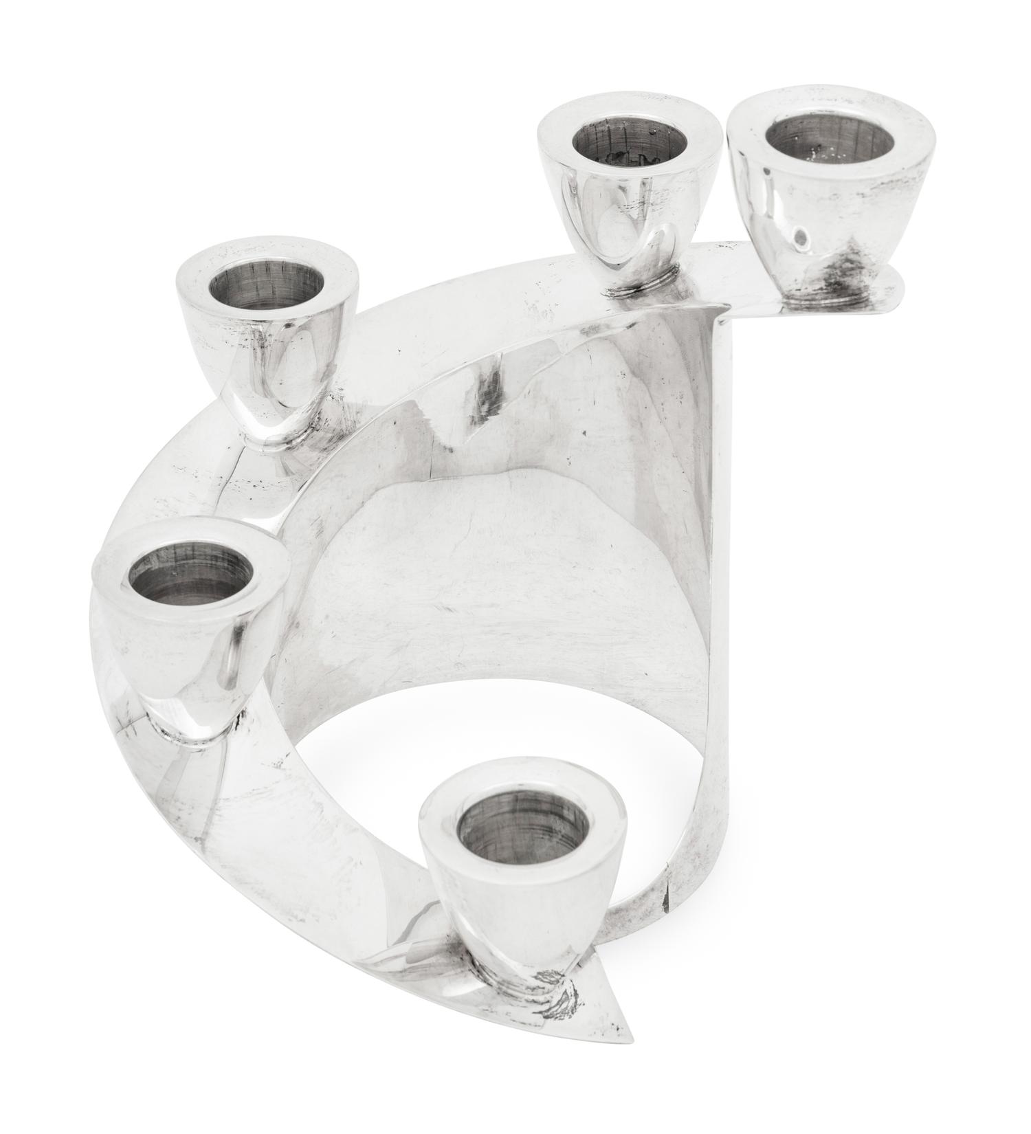 A Mexican Silver Five-Light Candelabra