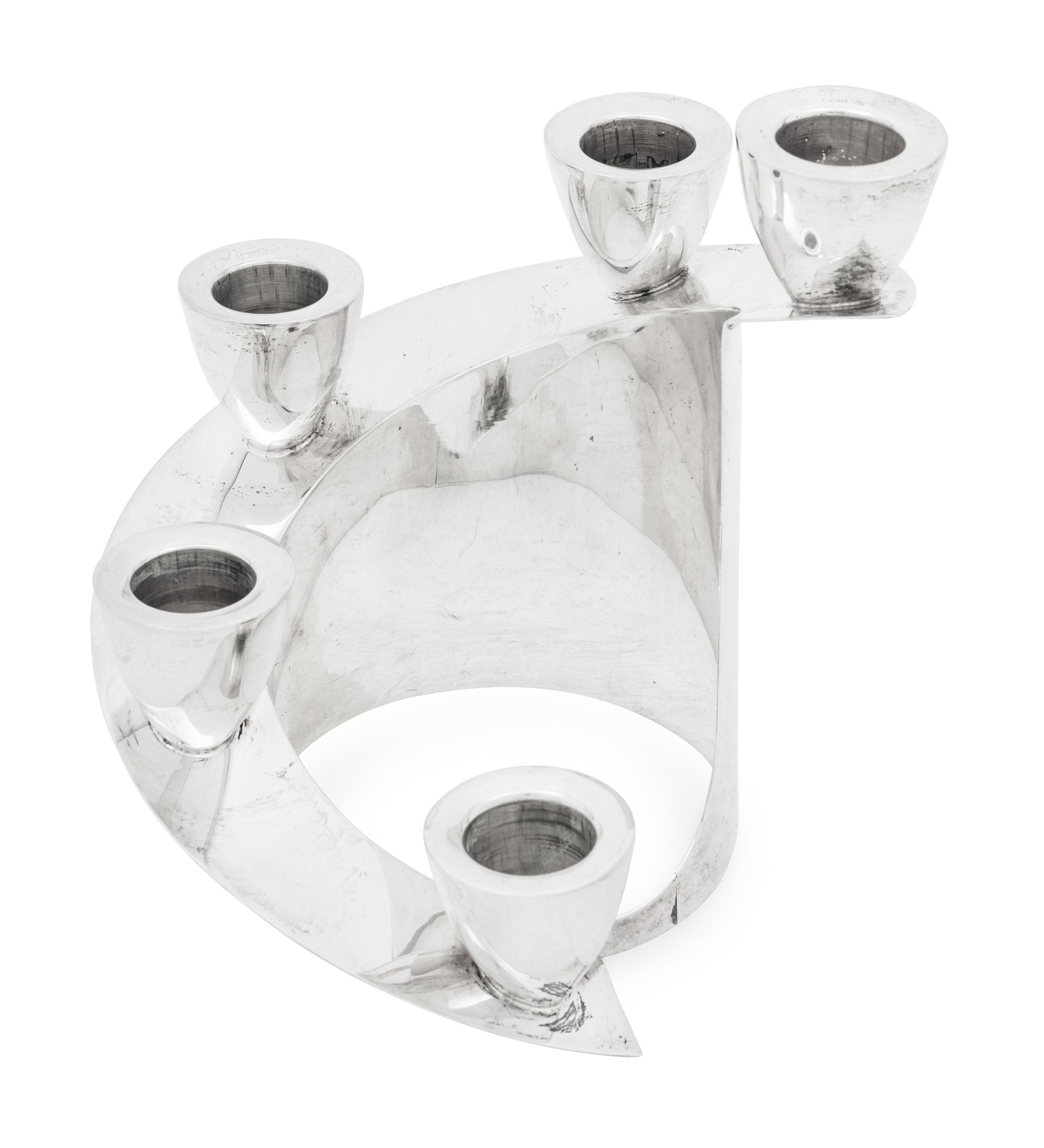 A Mexican Silver Five-Light Candelabra