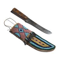 Sioux Beaded Buffalo Hide Knife Case