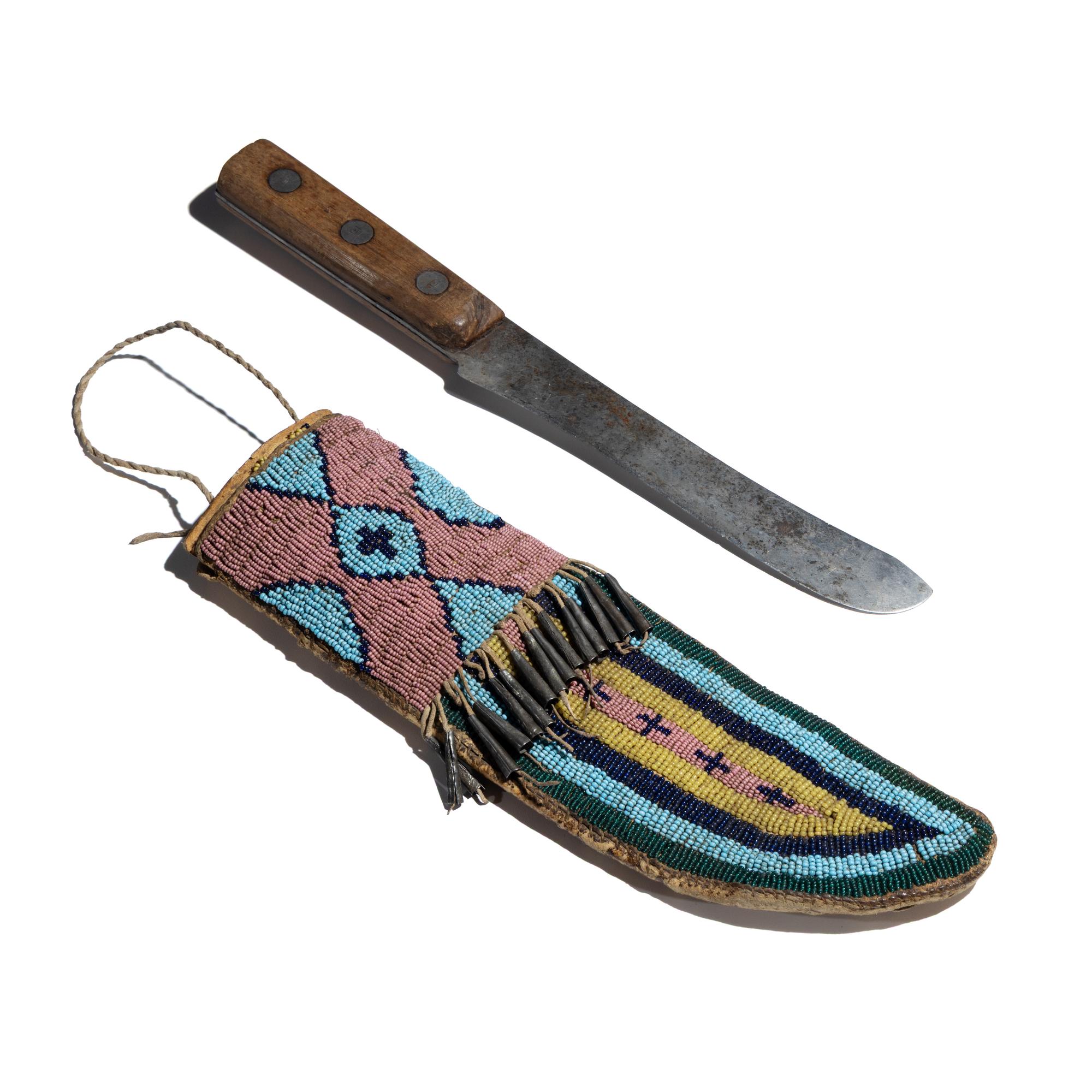 Sioux Beaded Buffalo Hide Knife Case