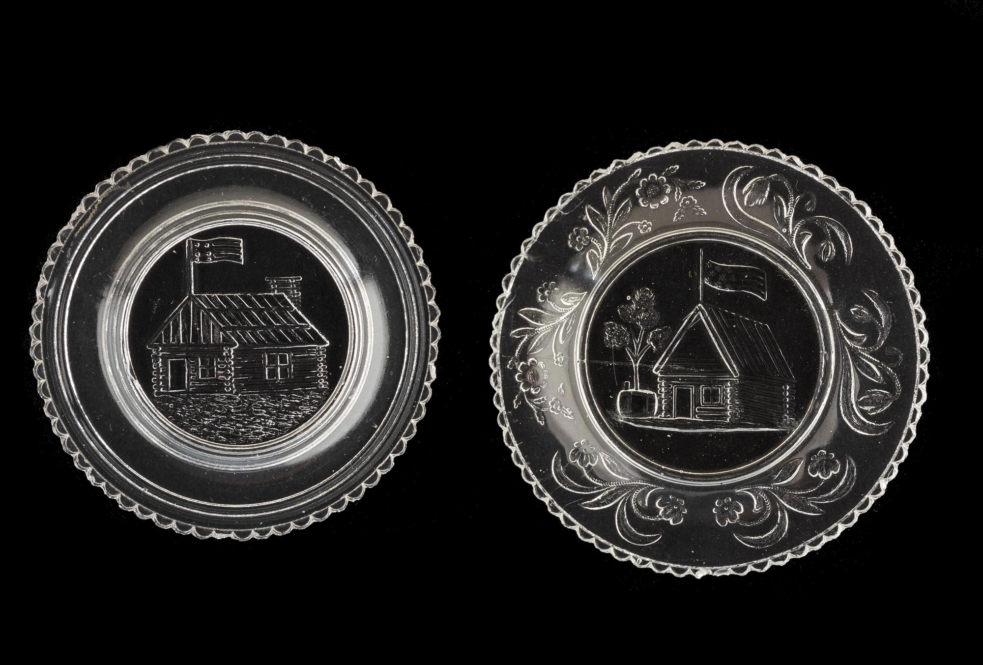 [HARRISON, William Henry]. A group of campaign and memorial clear glass cup plates.