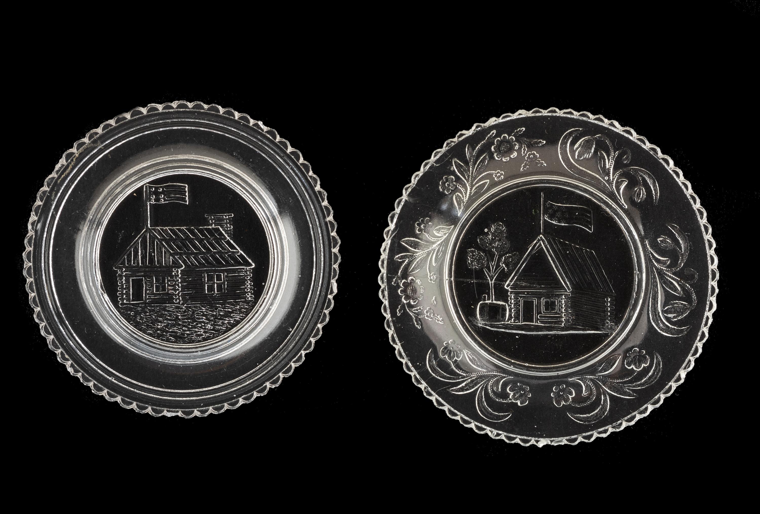 [HARRISON, William Henry]. A group of campaign and memorial clear glass cup plates.
