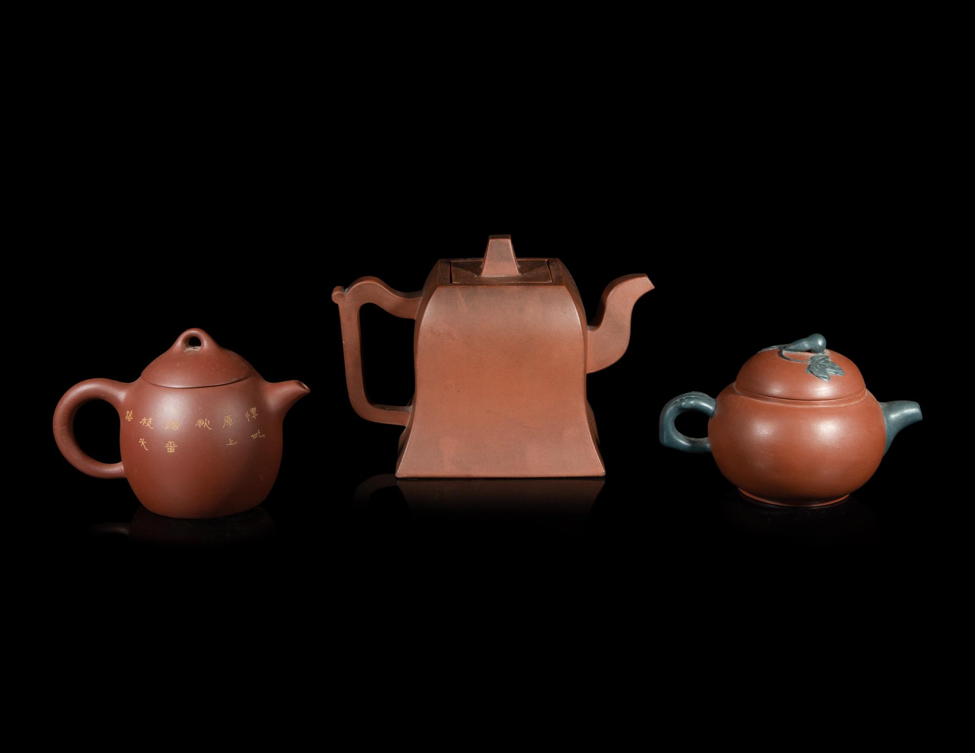 Three Chinese Yixing Pottery Teapots
