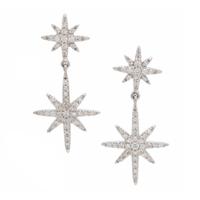 Diamond and White Gold Star Earrings