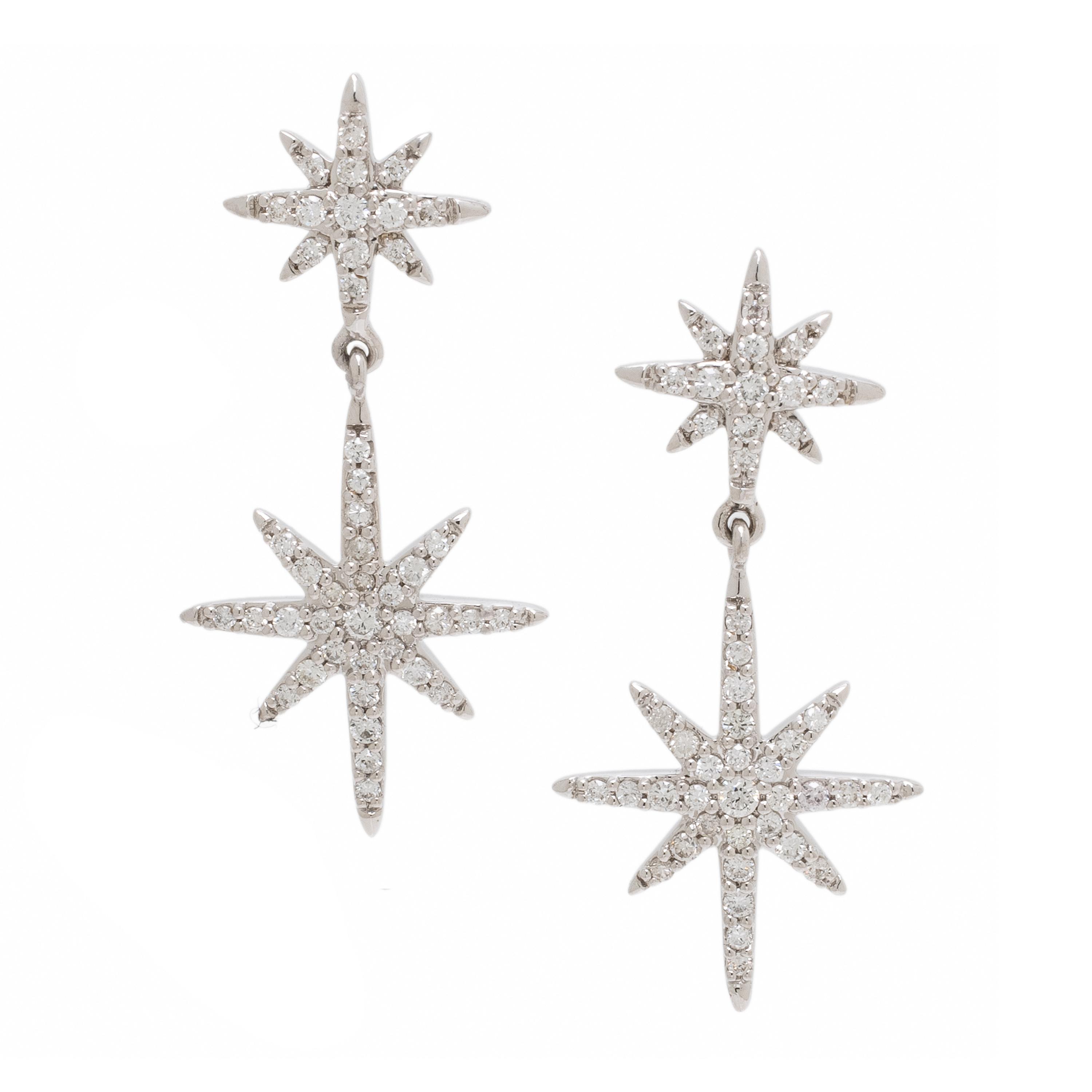 Diamond and White Gold Star Earrings