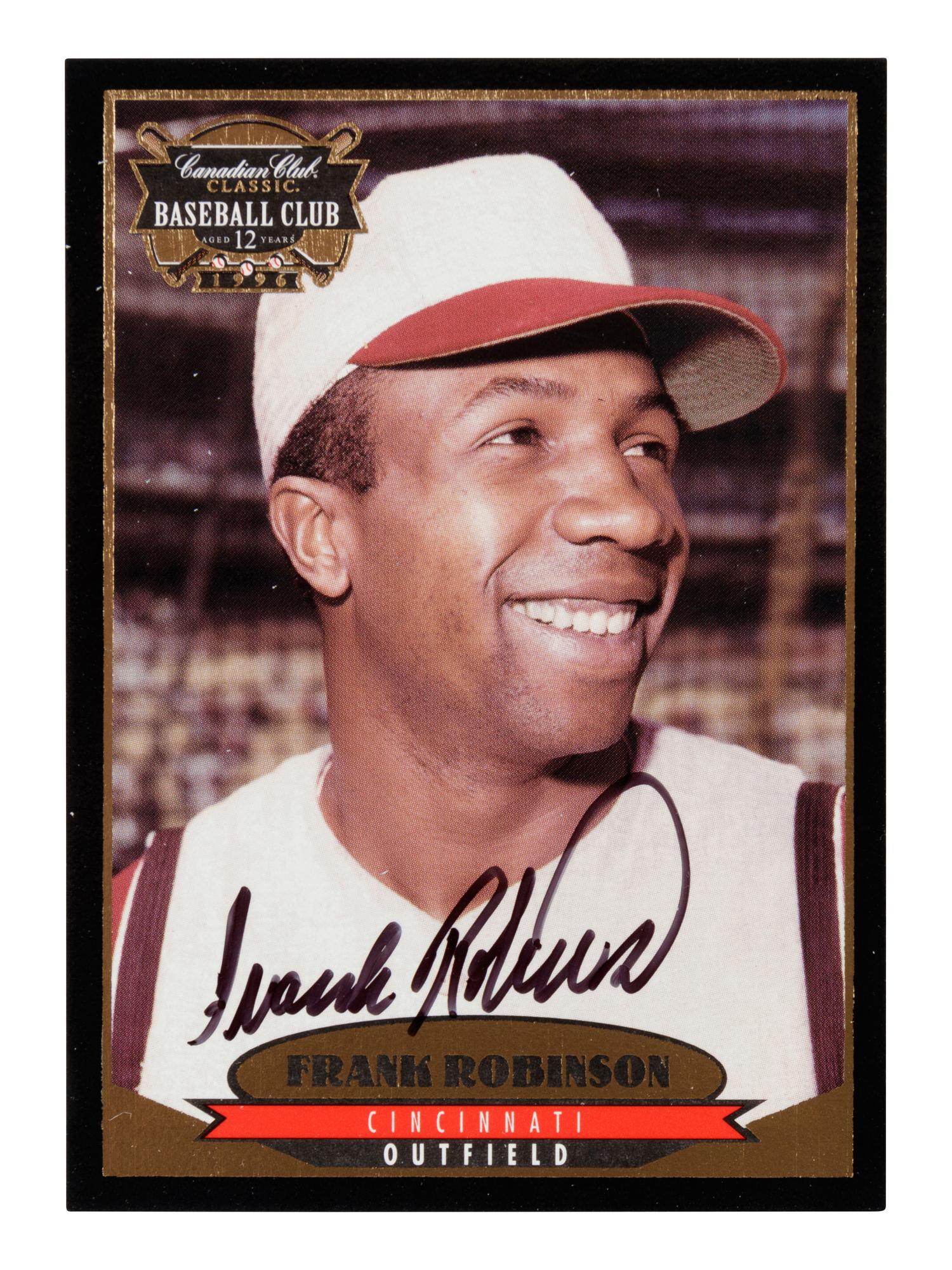 A Group of 675 Frank Robinson Signed Canadian Club Baseball Cards,