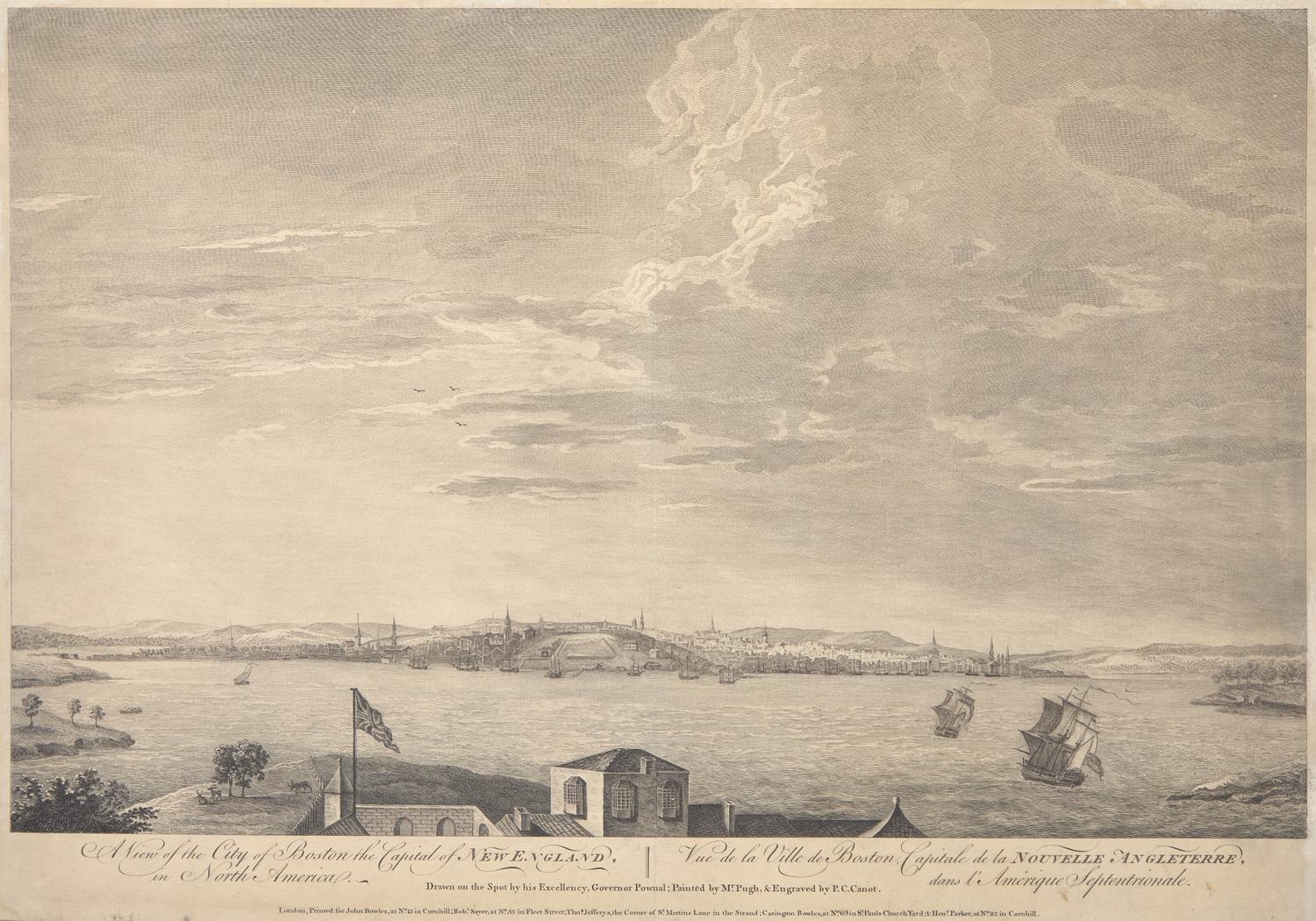 [Americana] Pownall, Thomas (after). A View of the City of Boston the Capital of New England, in North America