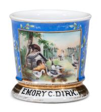 A Porcelain Shaving Mug of Anserine Interest Belonging to Emory Dirk