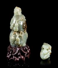 Two Celadon and Russet Jade Articles