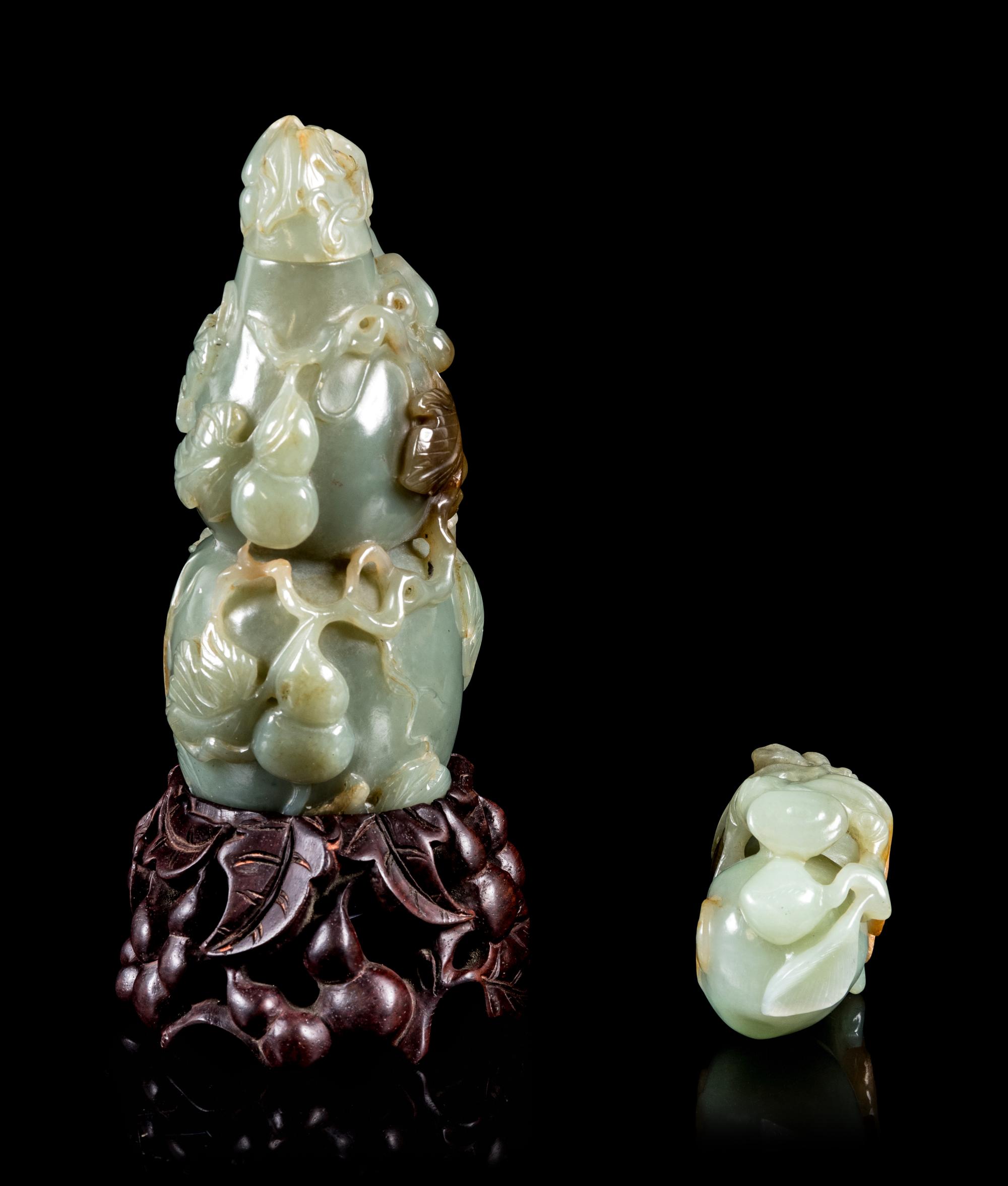 Two Celadon and Russet Jade Articles