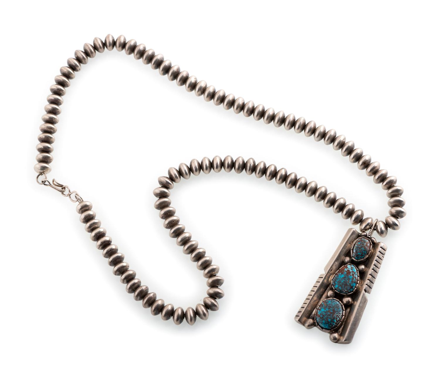 Silver and Red Mountain Turquoise Necklace