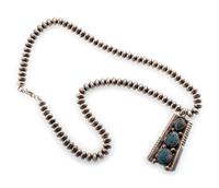 Silver and Red Mountain Turquoise Necklace