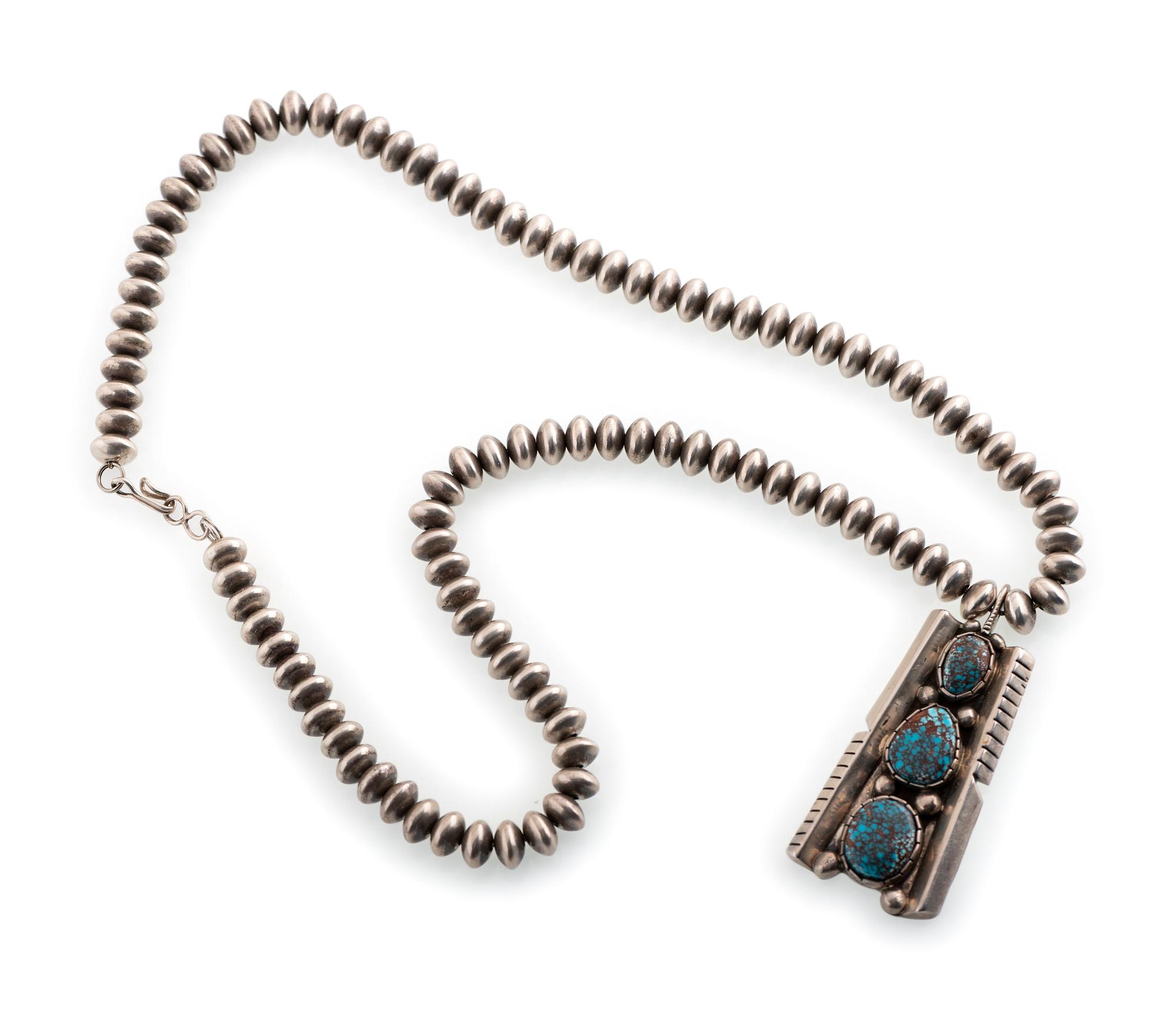 Silver and Red Mountain Turquoise Necklace