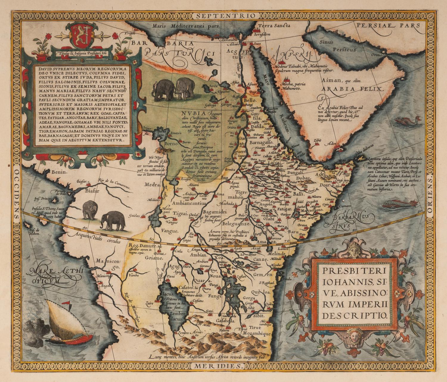 [MAP]. ORTELIUS, Abraham. (1527-1598). Presbiteri Iohannis, sive, Abissinorum Imperii Descriptio . Antwerp, 1592.