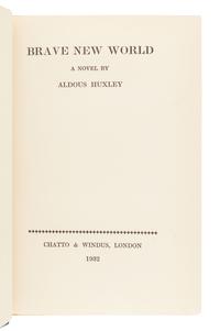HUXLEY, Aldous (1894-1963). Brave New World. London: Chatto & Windus, 1932.