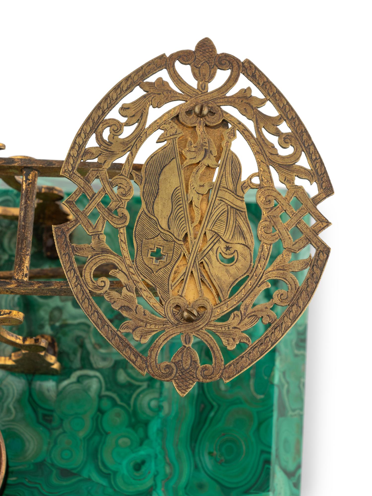 A Gilt Bronze and Malachite Balance Scale and a Similar Paperweight