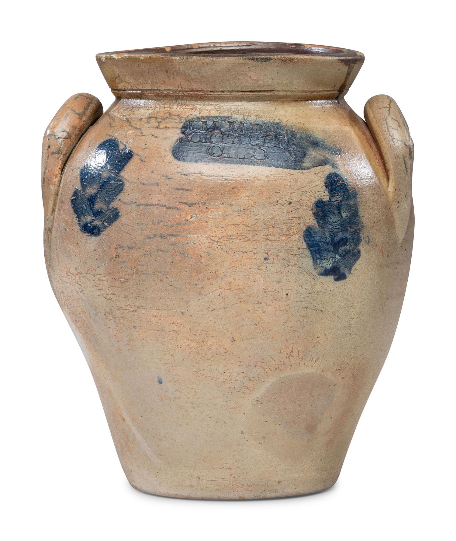 An I. M. Mead Cobalt Decorated Stoneware Jar