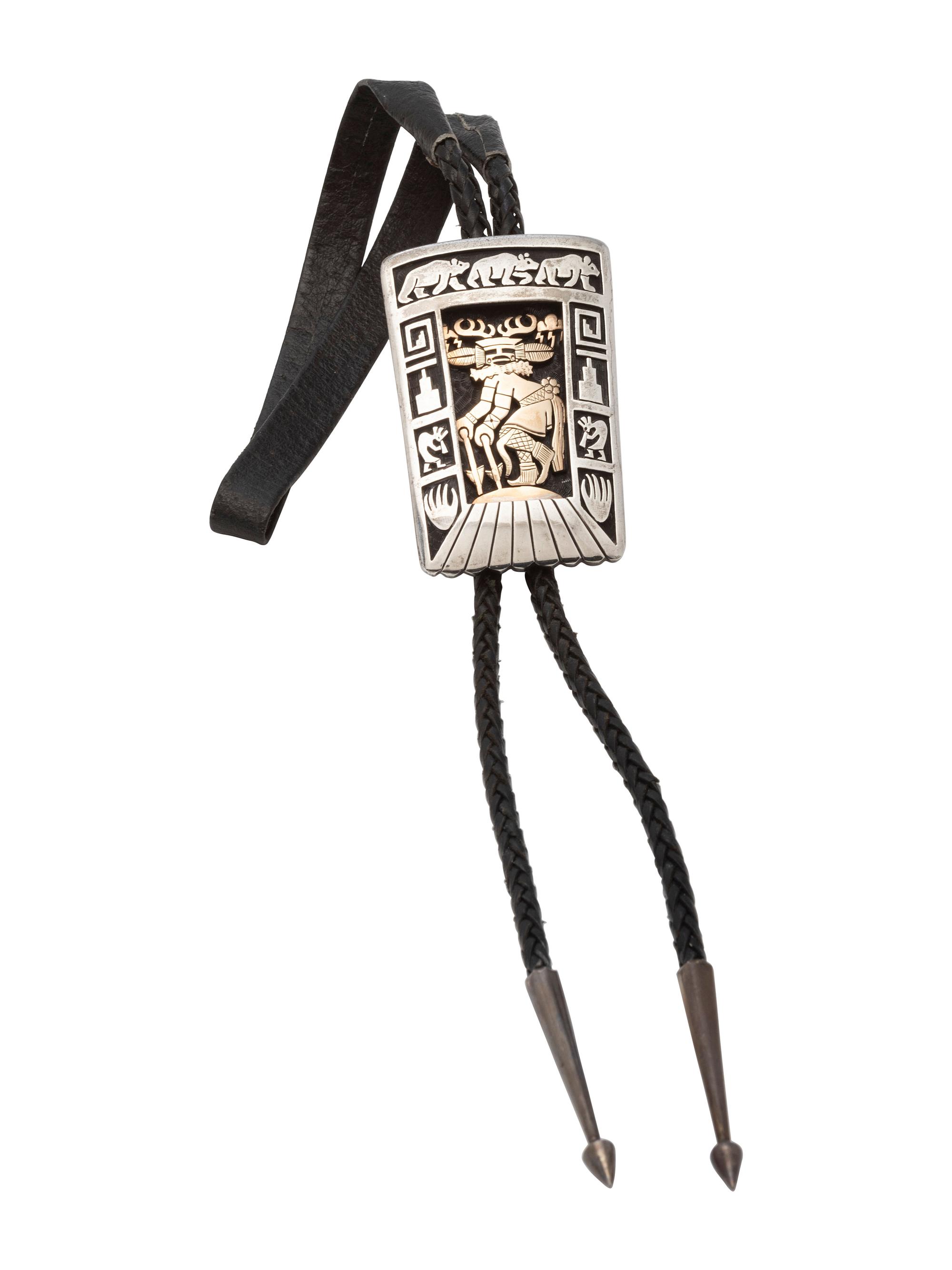 Sterling Silver and 14K Gold Deer Dancer Bolo Tie