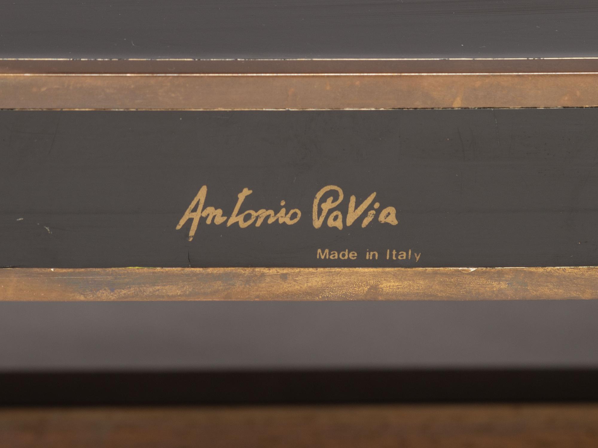 A Brass and Black Lacquer Coffee Table