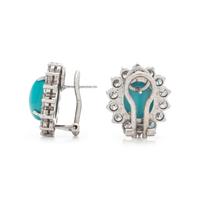 TURQUOISE AND DIAMOND EARCLIPS