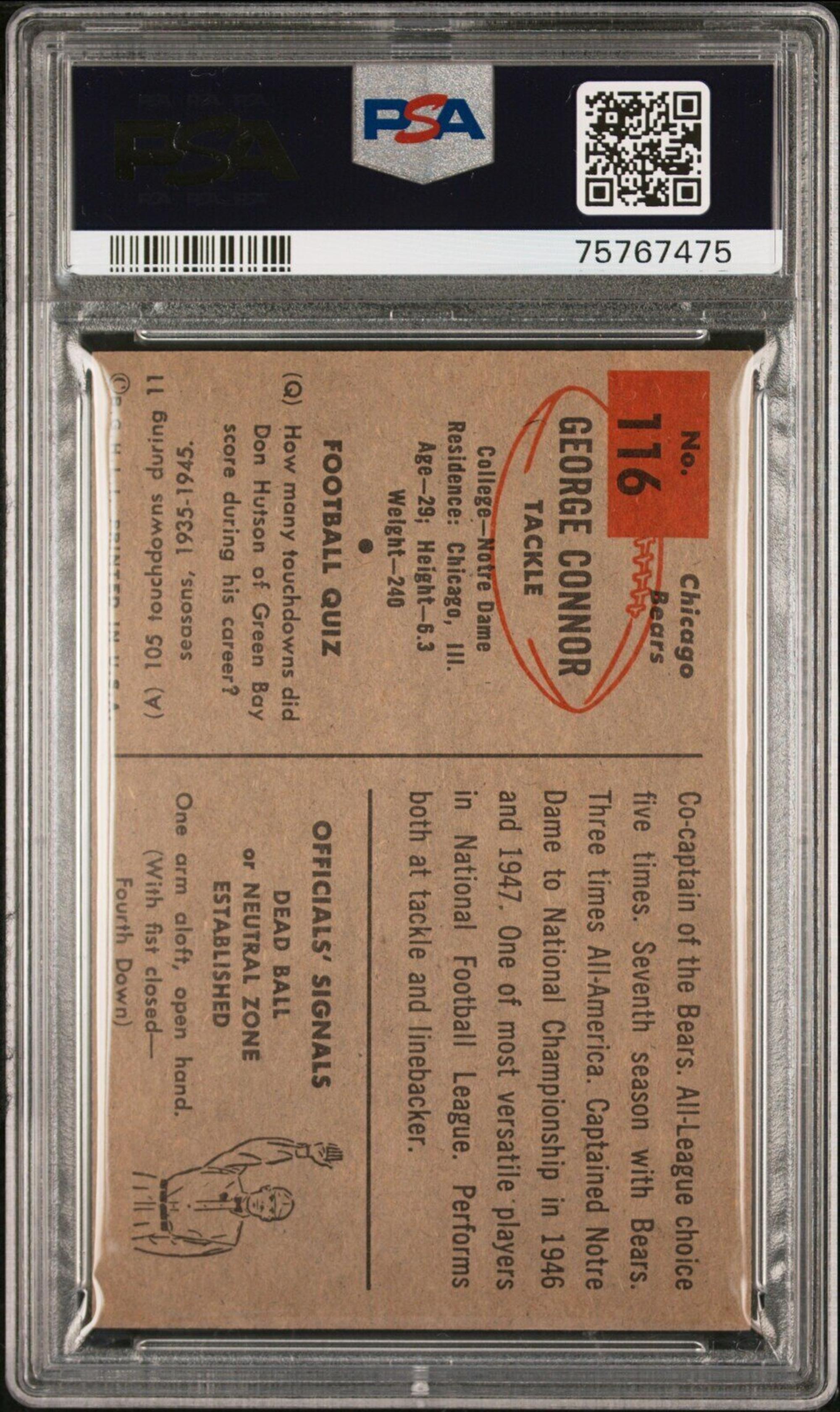 A Group of Chicago Bears Hall of Fame 1954 Bowman PSA Graded Football Cards