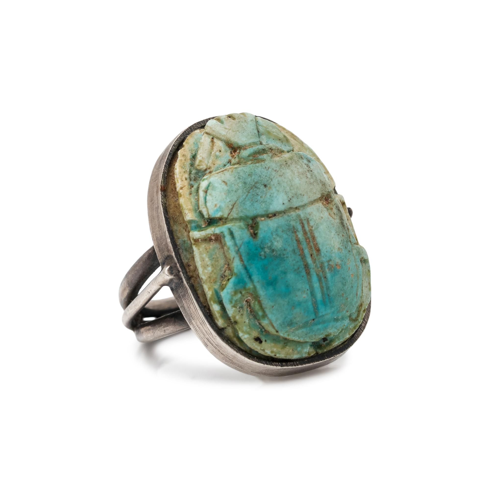 SILVER AND ANCIENT SCARAB RING