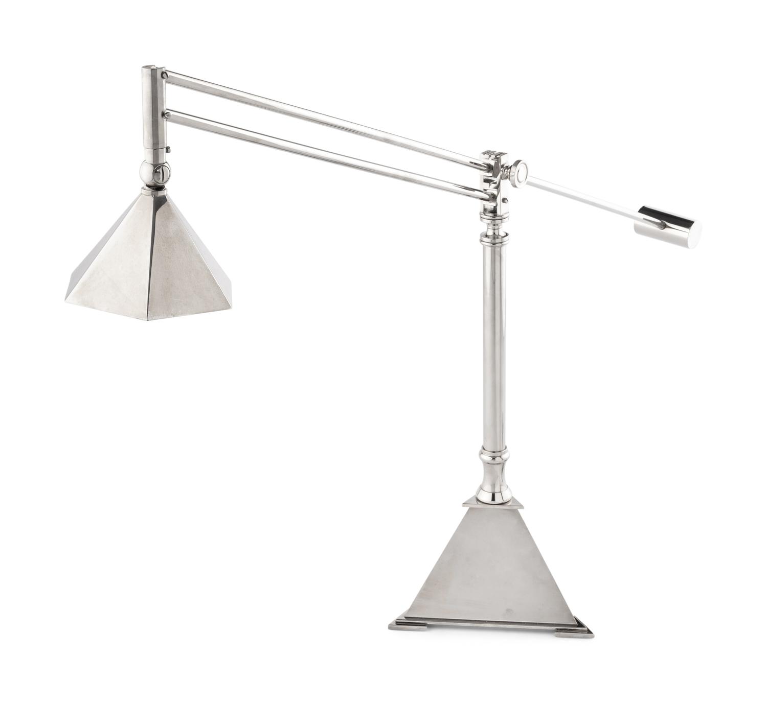 A Contemporary Chromed Metal Counter-Balance Desk Lamp