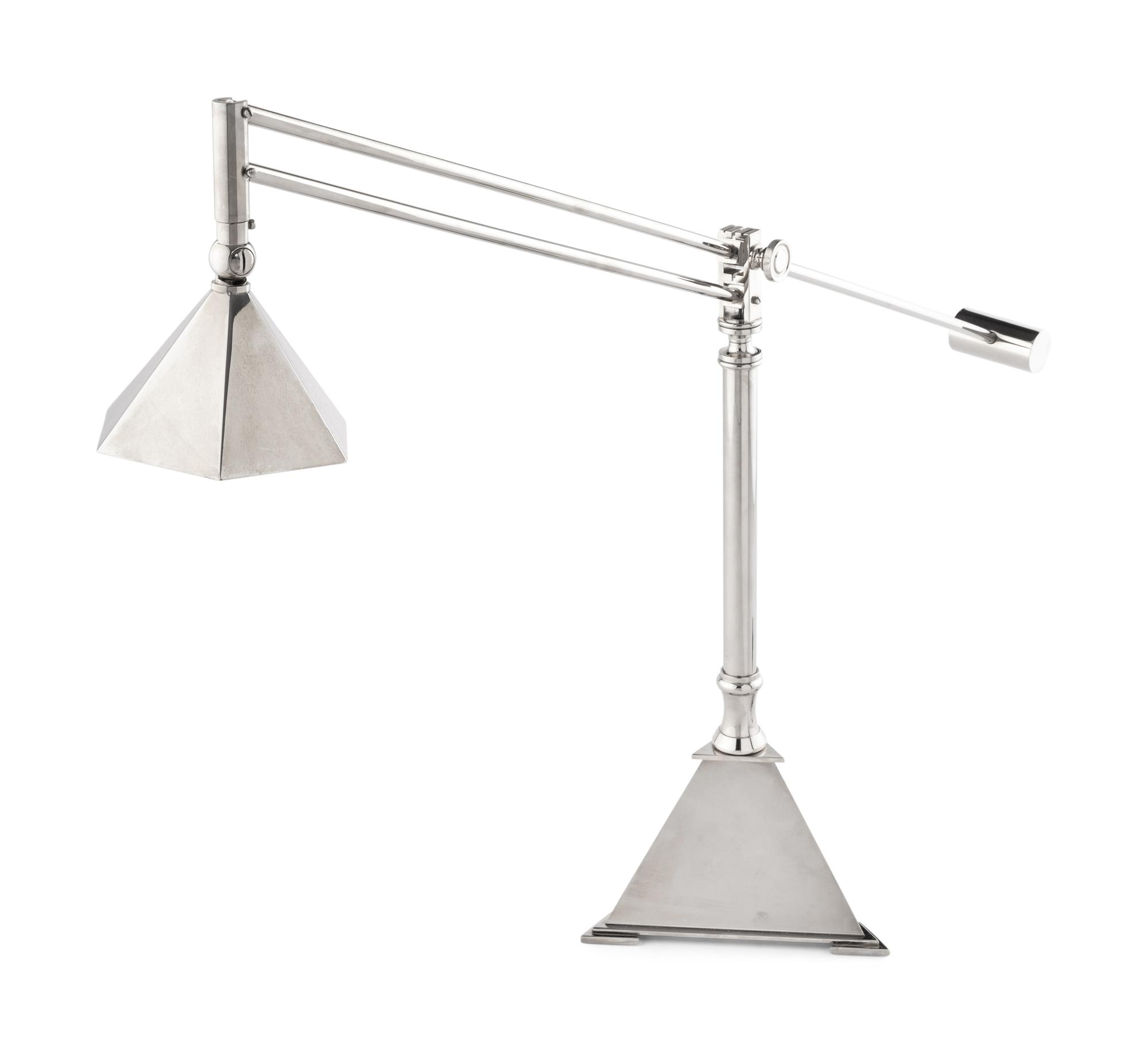 A Contemporary Chromed Metal Counter-Balance Desk Lamp