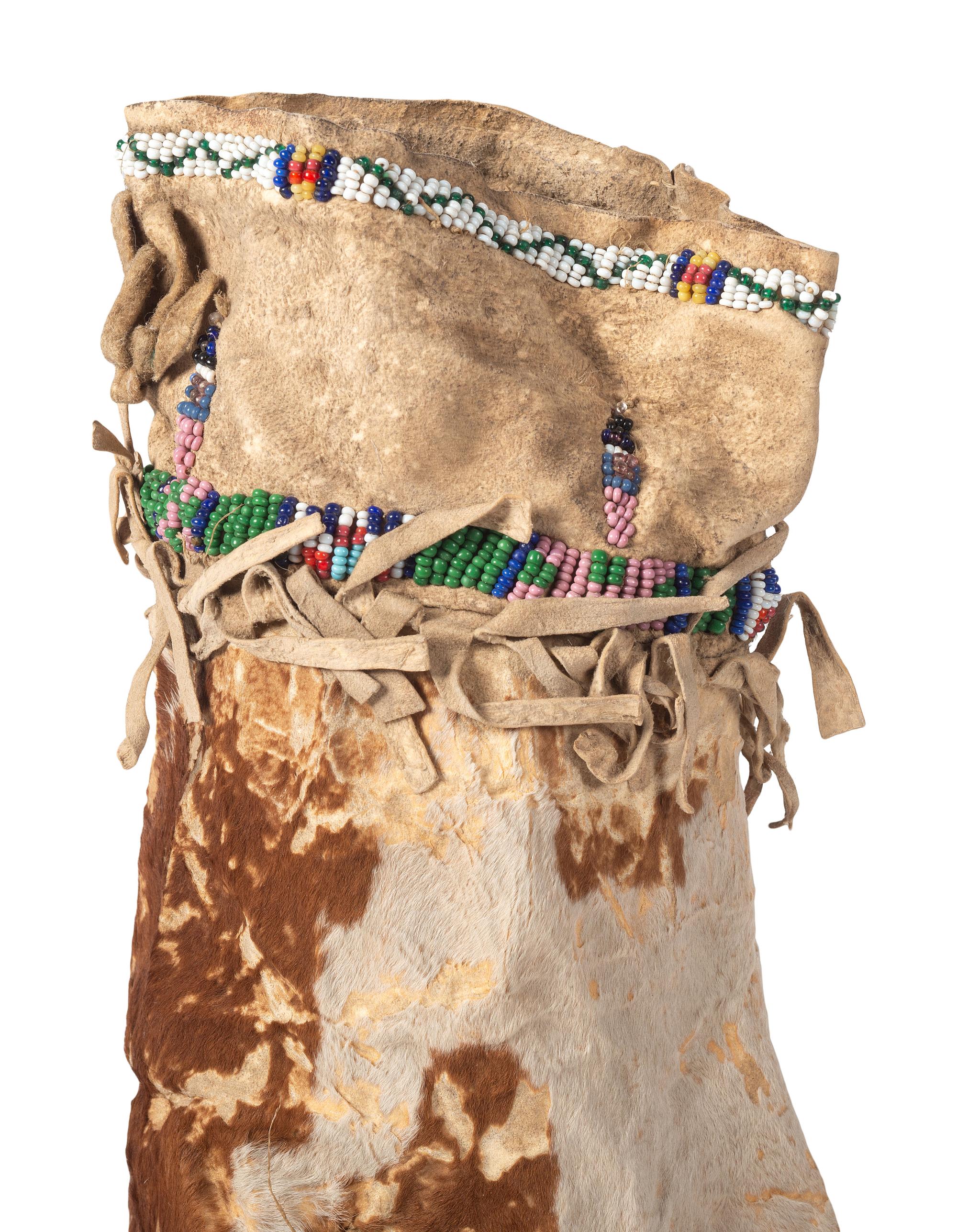 Sioux Beaded Hide Calf Head Bag