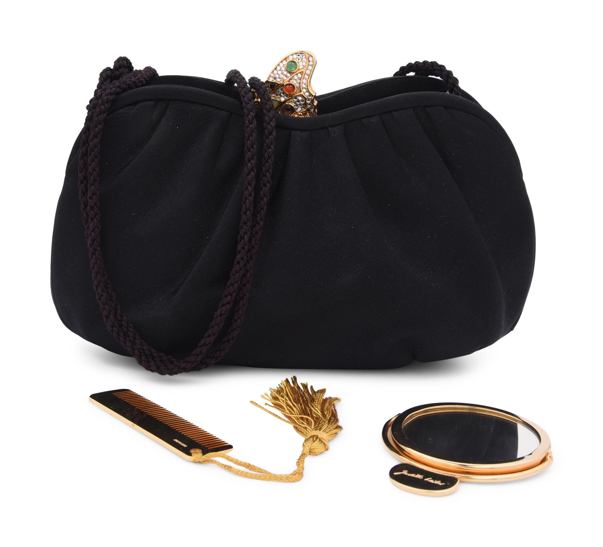 Judith Leiber Gathered Satin Clutch and Butterfly Ear Clips