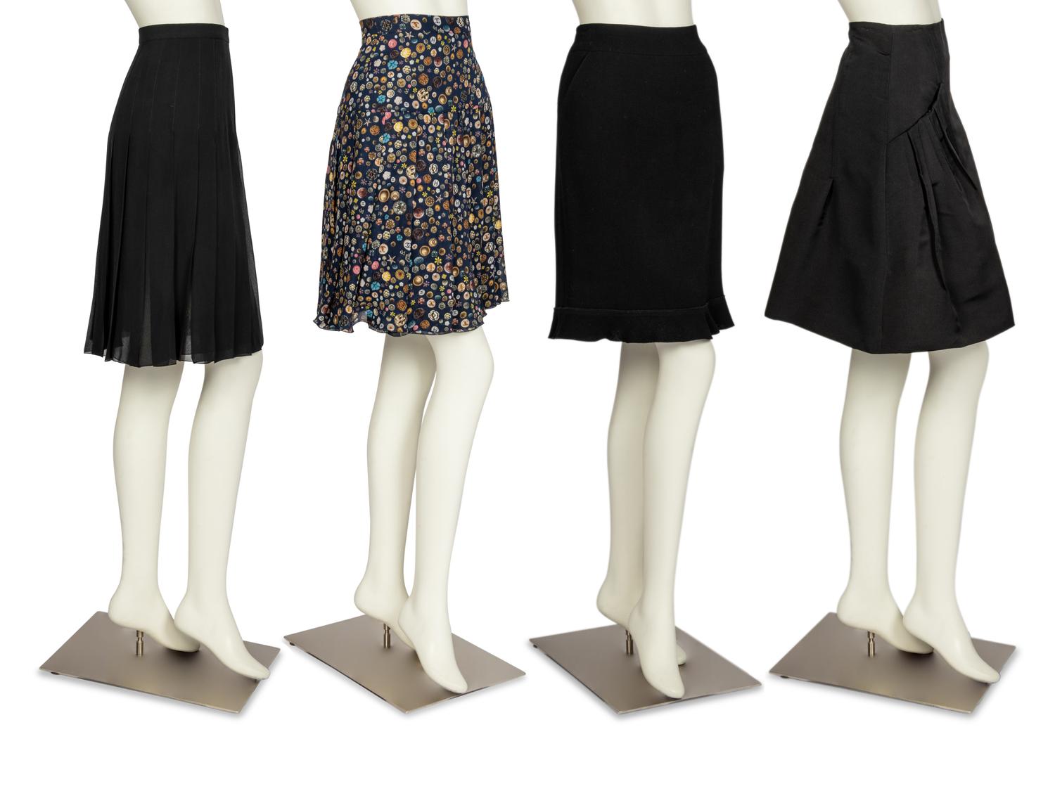Five Designer Items: One Chanel Scarf, Three Chanel Skirts, One Carolina Herrera Skirt, 2000-2010s